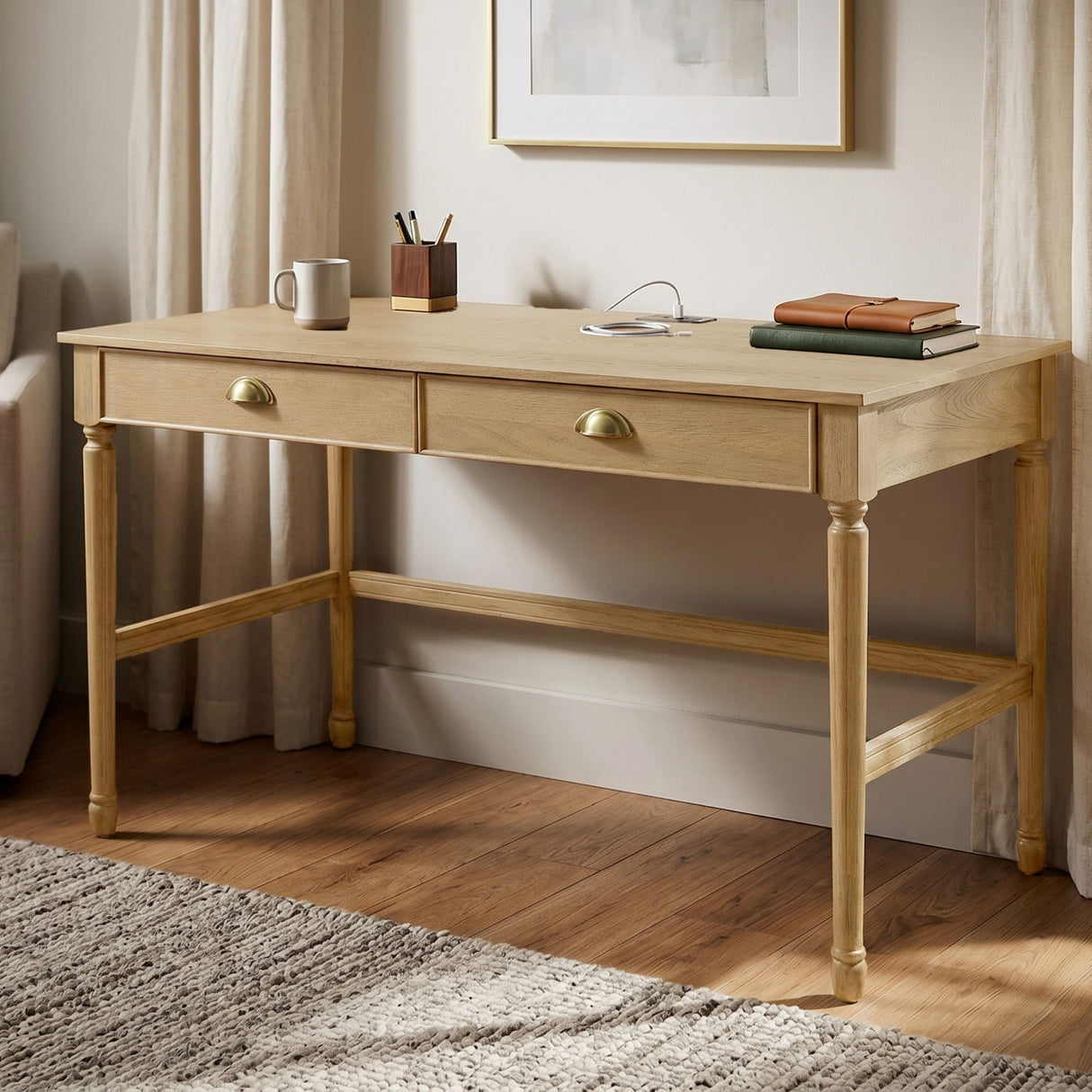 Modern Writing Desk With Drawers For Home Office