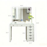 Makeup Vanity Desk With LED Lighted Mirror, 9 Drawers For Bedroom - Gloss White
