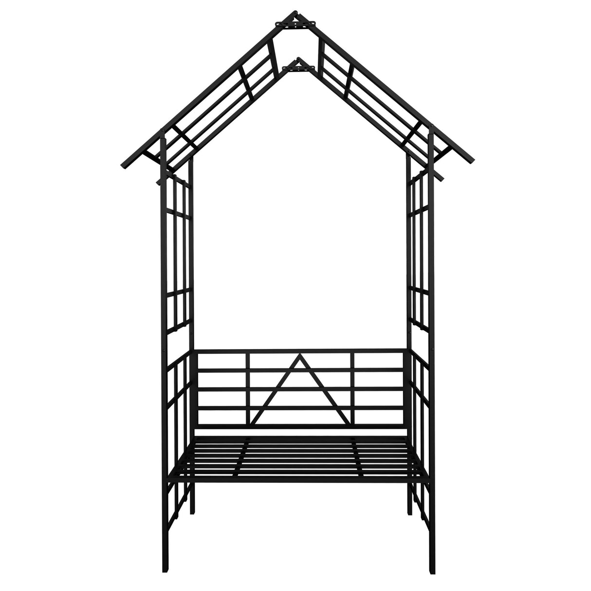 Garden Arch With Bench Turned Into Flower Stand Climbing Plants Support Outdoor - Black