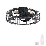 Flush Mount Ceiling Fan With Lights, Low Profile Fandelier With E12 Sockets, Reversible DC Motor, 6 Speeds - Black