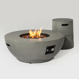 Propane Gas Fire Pit Table, 50000 Btu, Round With Tank Holder For Outside - Gray