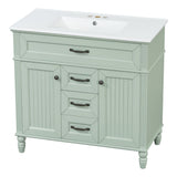 Bathroom Vanity With Sink, Flip-Out Top Drawer, Soft Close Doors, 2 Storage Drawers