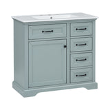 Bathroom Vanity With Sink, 2 Tip Out Drawers, Soft Close Hinges - Gray