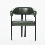 Modern Dining Upholstered Barrel Chair With Curved Back And Armrests