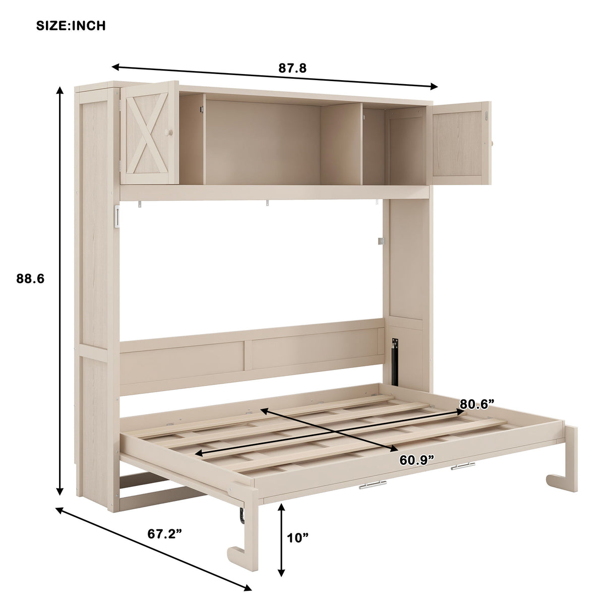 Rustic Casual Murphy Bed With Storage Cabinets