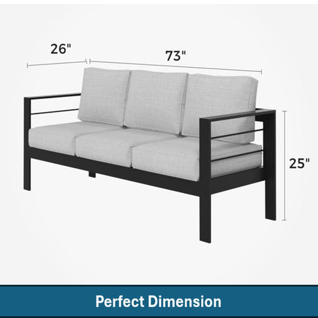 All-Weather Patio Sofa & Cushions, 3 Seat Outdoor Couch