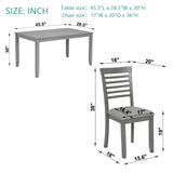 5 Pieces Modern Dining Set, Rectangular Wooden Dining Table With 4 Upholstered Chairs