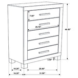 Bren - 5 Drawer Chest With Handles And Block Legs - Rustic