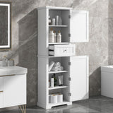 Tall Freestanding Bathroom Storage Cabinet With Drawer And Adjustable Shelf