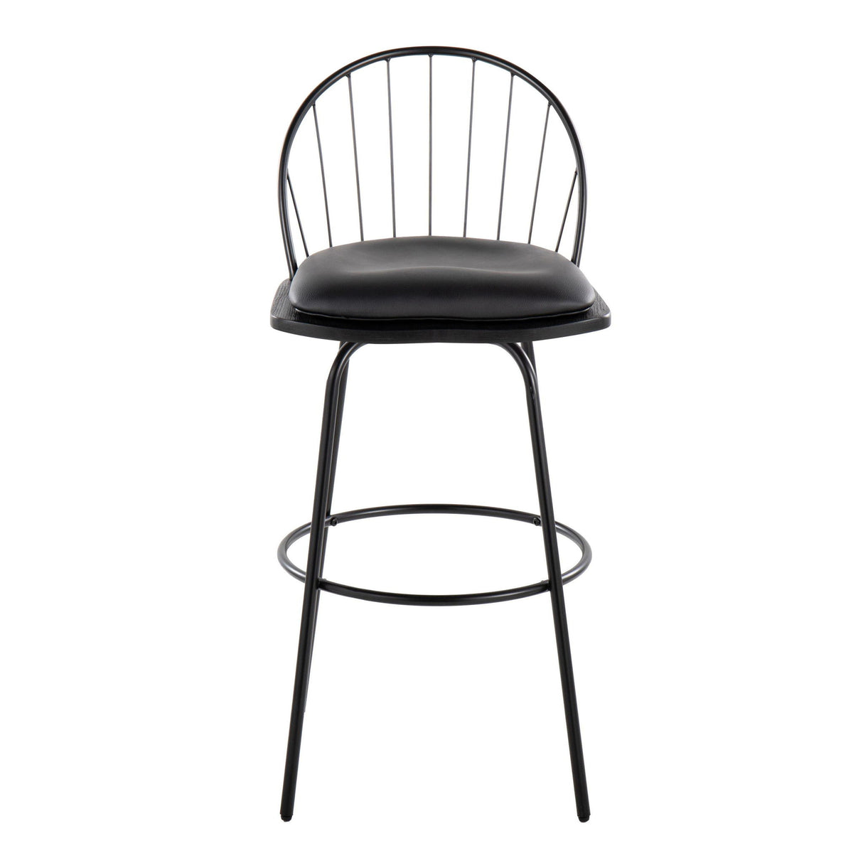 Riley - Claire Farmhouse Fixed Height Barstool With Swivel With Round Footrest (Set of 2)
