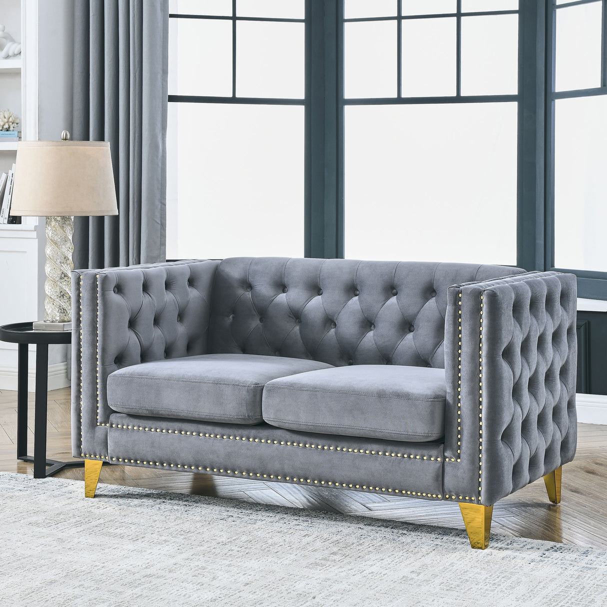 Modern Sofa With Button Tufting, Upholstered Couch For Living Room