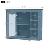 Wall Mounted Medicine Cabinet With Mirror, Storage Cabinet Featuring 6 Open Shelves And Adjustable Interior