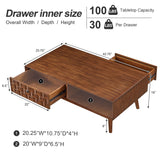 Coffee Table With Hidden Drawer And Open Shelf