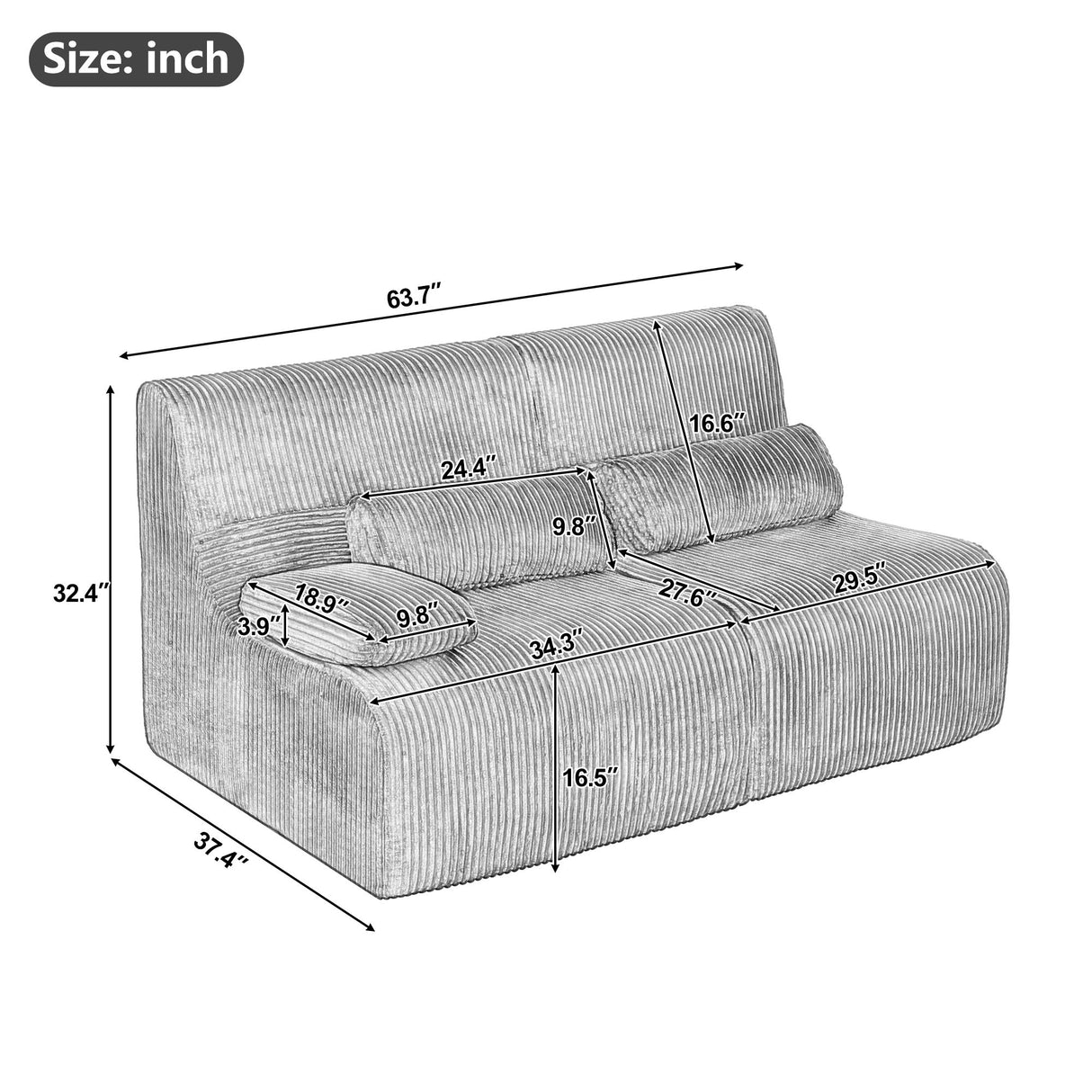 Modern Sectional Loveseat With Ergonomic Design