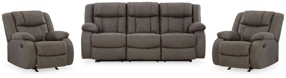 First Base Reclining Sofa and 2 Recliners - 68804U6
