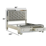 Glamorous Tufted Headboard Bed With Mirror Trim