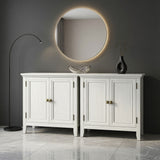 2 Door Buffet Cabinet With Adjustable Shelves - Matte White / Grayish