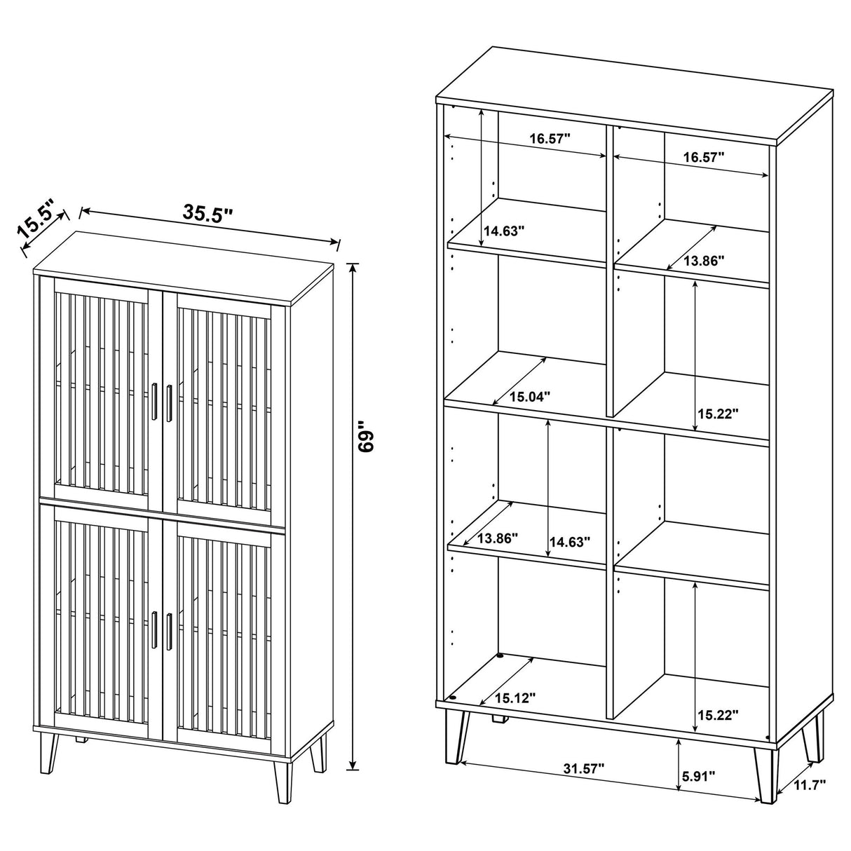 Sakai - 4 Door Tall Accent Cabinet With Slatted Doors - Brown