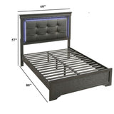 Bed With Square Button Tufting And LED Lights