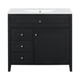 Bathroom Vanity With Sink, 3 Drawers & Cabinet With Adjustable Shelves