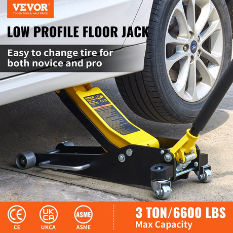Vevor Racing Floor Jack 3 Ton Dual Pump Lift - Natural