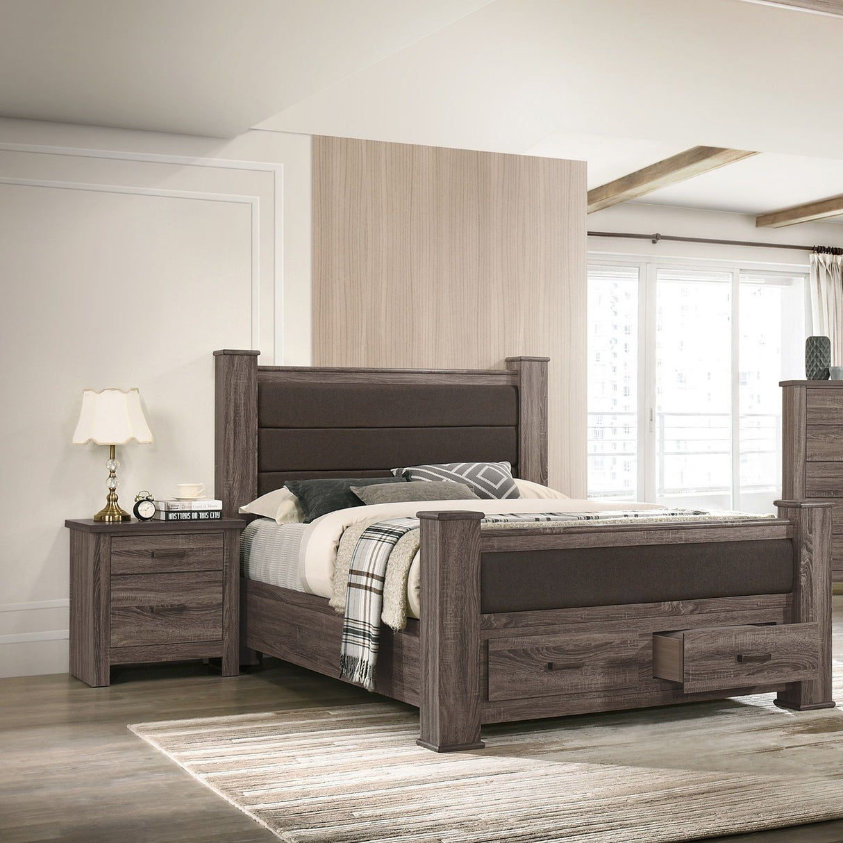 Upholstered Bed With Footboard Drawers