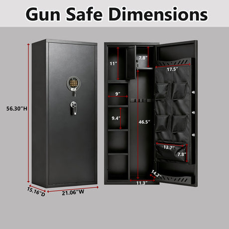 Rifle Safe, Biometric & Keypad Lock, Adjustable Gun Racks With Built In Alarm System