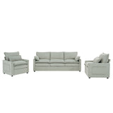 Modern Sofa Set With Double Layer Cushion And Side Storage Pockets