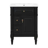 Freestanding Bathroom Vanity With Sink, Adjustable Shelf & Flip Drawer