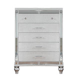 1 Piece Chest With 5 Drawers Snake Skin Bedroom Furniture - Silver
