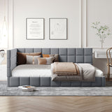Full Size Upholstered Classic Daybed / Sofa Bed Frame, Elegant Design - Gray