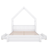 House Style Platform Bed With Guardrail And 2 Drawers