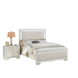 1 Piece Eastern King Size Upholstered Headboard And Footboard With Built In LED Lights