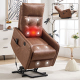 Single Motor Power Lift Recliner Chair With Massage And Heat, USB For Charging - Brown