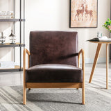 Open Framed Armchair With Cushioning Brown - Dark Brown