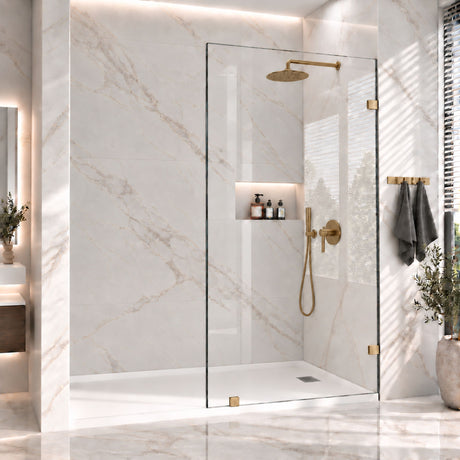 Frameless Bathtub Shower Screen, Reversible Installation