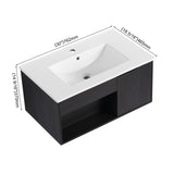 Wall Mounted Floating Bathroom Vanity With Open Shelf & Soft Close Door