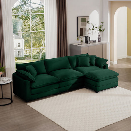 Modern Modular Cushion Sofa With Ottoman, Low Back, Deep Seating Sofa Set