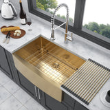 Farmhouse Kitchen Sink, Stainless Steel, Apron Front