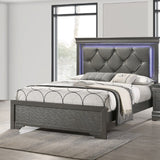 Tufted Headboard Bed With LED Lighting