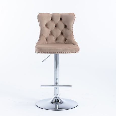 Swivel Barstools Adjusatble Seat Height From 25-33", Modern Upholstered Base Bar Stools With Backs Comfortable Tufted For Home Pub And Kitchen Island (Set of 2)
