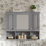 Wall Mounted Bathroom Medicine Wall Cabinet With Mirror & Open Shelves