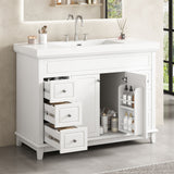 Bathroom Vanity & Sink, 6 Soft Close Drawers & Double Doors - White
