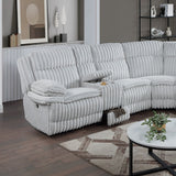 U-Shaped Sectional Sofa With Console Cup Holder, Storage Drawer, Manual Reclining