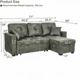 Sectional Sofa With Pull Out Bed, Reversible Chaise