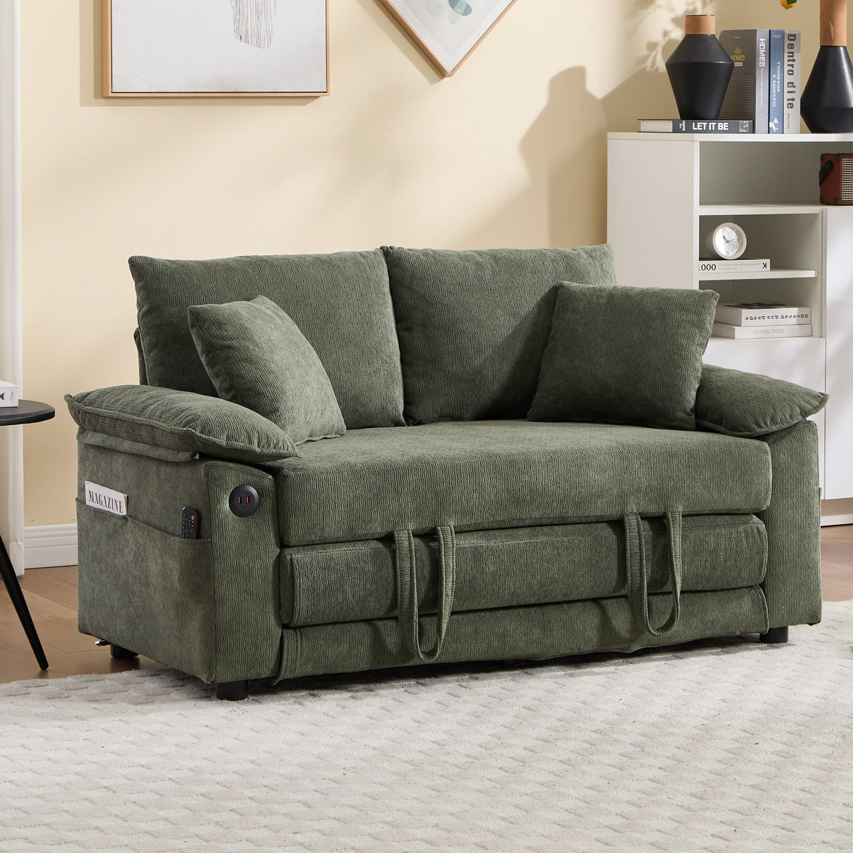 Upholstered Futon Convertible Floor Sofa Bed