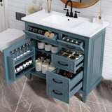 Modern Bathroom Vanity With Sink Top, Flip Drawers, Adjustable Shelf