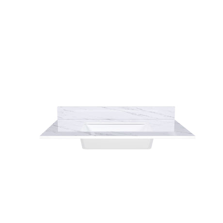 Bianco Carrara Venato Elegant Marble Vanity Top, Bathroom Vanity With Undermount Sink, Sintered Stone