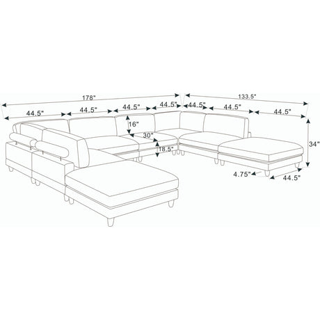 Modern Modular Sectional With Adjustable Back Support