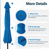 Patio Umbrella With Crank Lift And Tilt, UV-Resistant Canopy